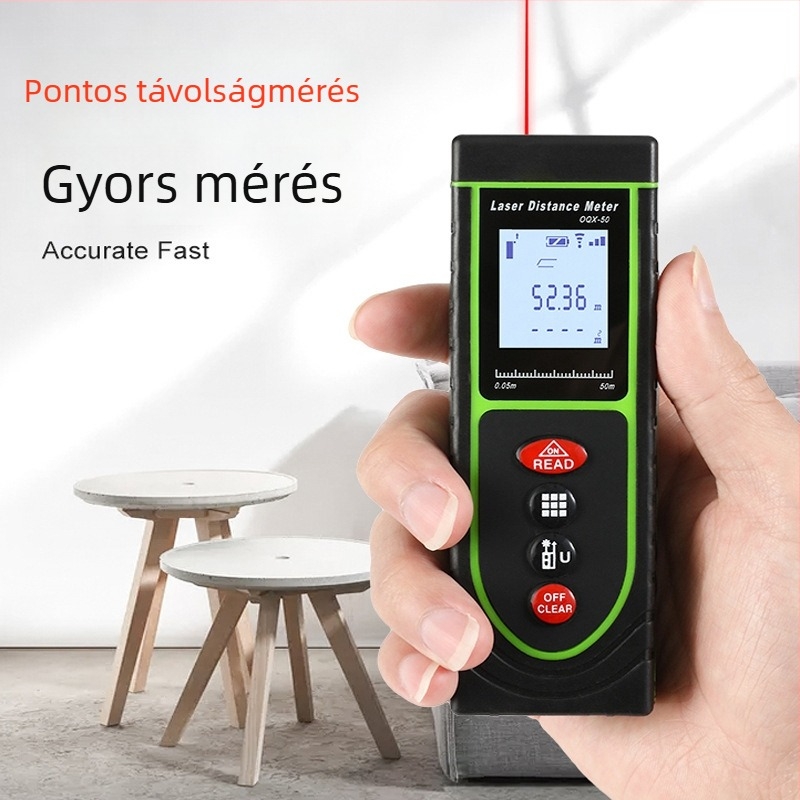 Aoqi lézeres távolságmérő – nagy pontosságú lézeres távolságmérő helyiségek méréséhez, kézben tartható elektronikus mérőeszköz