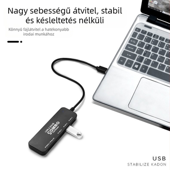 USB 2.0 hub, 5 az 1-ben, kártyaolvasó, Type-C dokkoló állomás, micro többport-bővítő