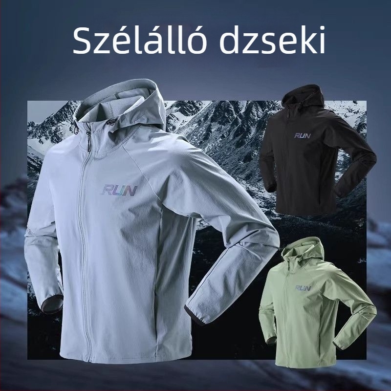 Férfi szélvédő dzseki tavaszi–őszi időszakra, gyorsan száradó és szélálló, kerékpározáshoz és futáshoz, hosszú ujjú edzőruha, új modell