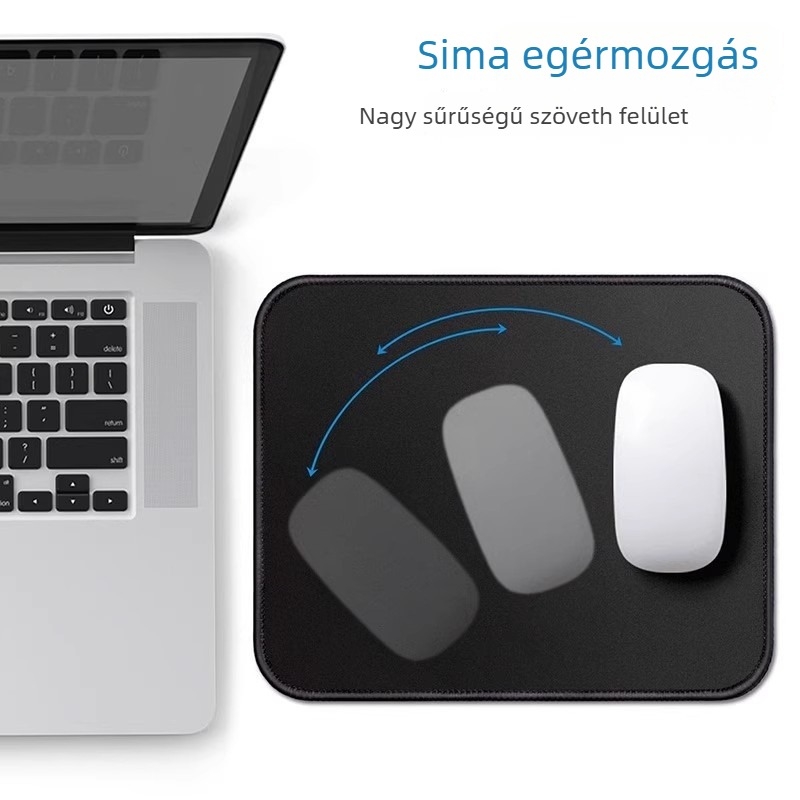 Személyre szabható fekete egérpad – kicsi és közepes méret, vastított él, varrott perem, csúszásmentes, szennyeződésálló, egyszínű