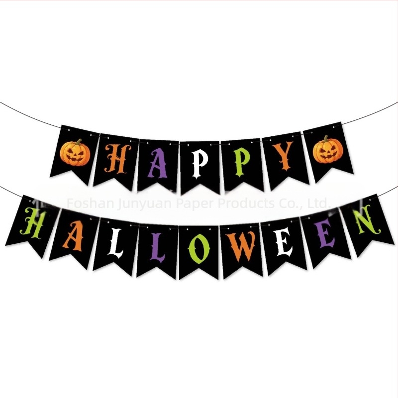 Halloween party dekorációs készlet zászlókkal, girlandokkal és bannerekkel