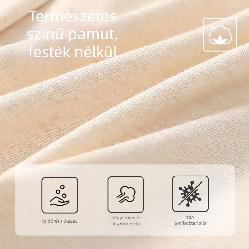Természetes színű pamutból készült magas derekú női alsónemű, antibakteriális, lélegző