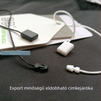 Egyszer használatos ruházati címke zsinór gyöngyökkel és kapcsokkal, 1000 db/csomag
