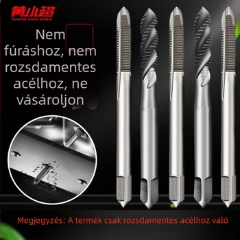 M42-es anyag, magas kobolttartalmú menetmetszők rozsdamentes acélhoz, spirálcsúccsal, méretek M2–M12