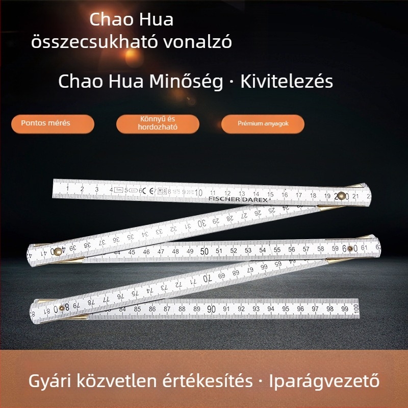 CJ-5038C 2 m hosszú összecsukható mérőléc faipari használatra, alumíniumötvözet, többfunkciós testreszabott márkajelzéssel, 1 mm pontosság