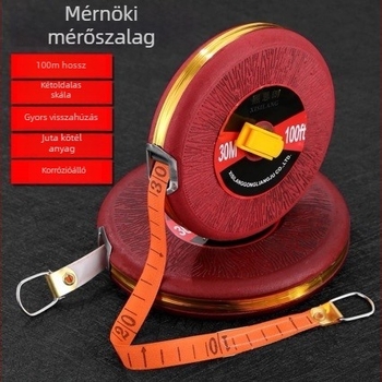 Textil mérőszalag, 100 m, mérés föld- és mérnöki feladatokhoz
