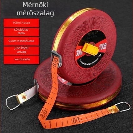 Textil mérőszalag, 100 m, mérés föld- és mérnöki feladatokhoz