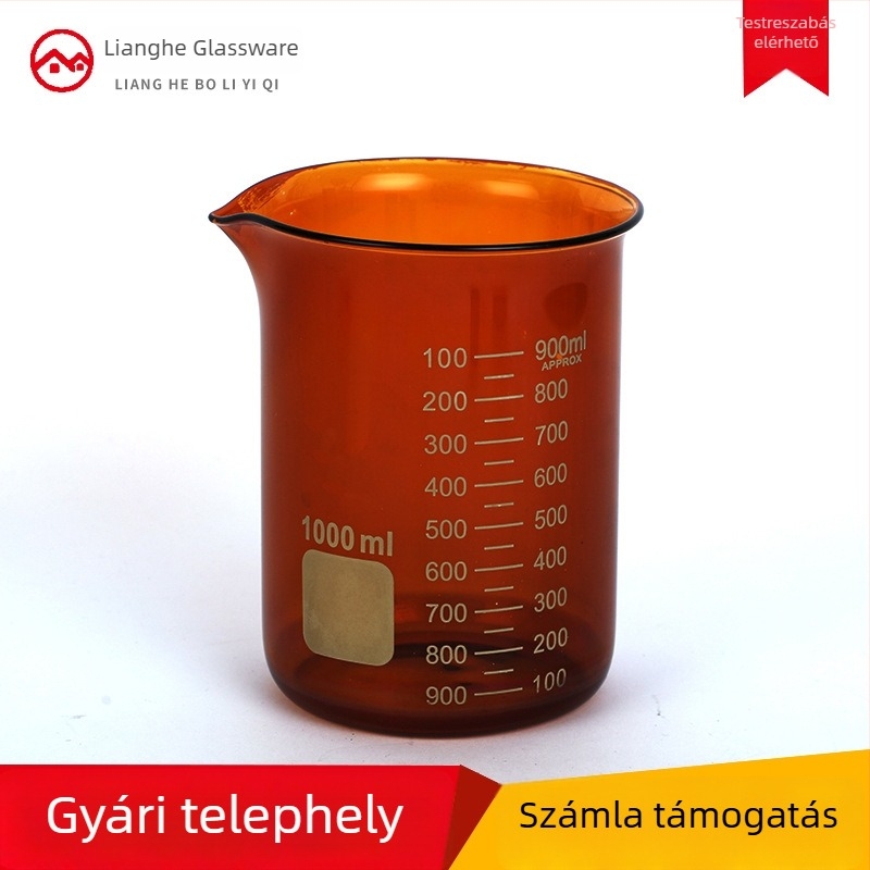 Barna boroszilikát üveg beaker, 5–1000 ml, teljes méretválaszték