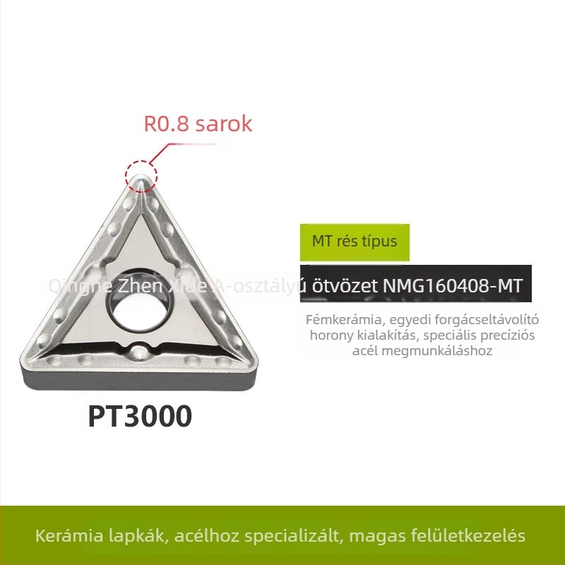 Fém-kerámiás CNC forgácsoló szerszám TNMG160404-MT PT3000 forgácsolóbetét acélalkatrészekhez