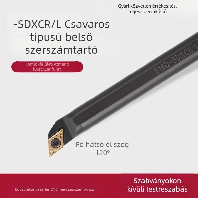 Belső furatokhoz tartozó borkivágó eszköz S08K/S10K/S12M/S20R SDXCR11/07, CNC 95° belső fúrás tartó