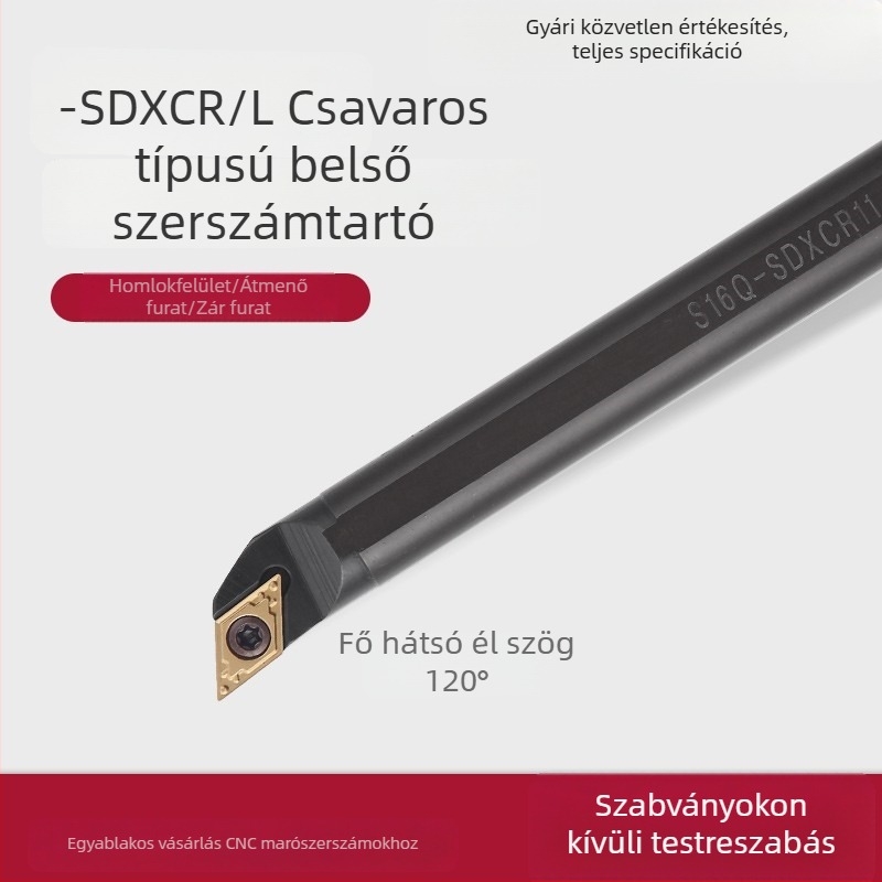 Belső furatokhoz tartozó borkivágó eszköz S08K/S10K/S12M/S20R SDXCR11/07, CNC 95° belső fúrás tartó