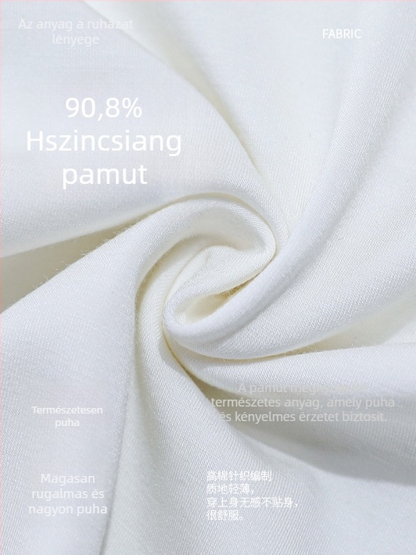Fehér hímzett rövid ujjú női felső, nyár 2026, kerek nyak, redőzett részletek, szűk fazon, elegáns megjelenés