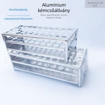 40 lyukú alumínium kísérleti tubusállvány, laboratóriumi oktatáshoz