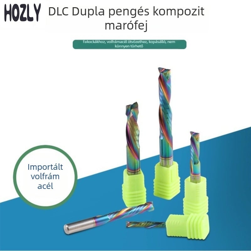 HOZLY DLC Színes kettőélű kompozit maró CNC-felhasználásra, MDF és OSB gravírozáshoz