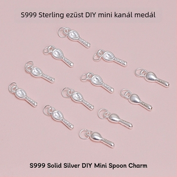 S999 tiszta ezüst: DIY karkötőmedál bébi kanállal