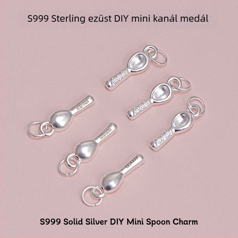 S999 tiszta ezüst: DIY karkötőmedál bébi kanállal