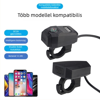 Motorkerékpárhoz tartozó mobiltelefon-töltő pajzzsal
