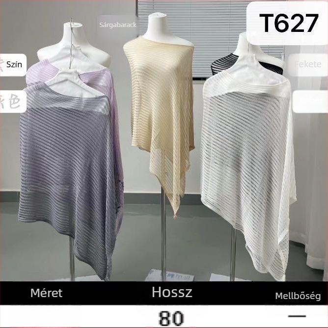 T627 Kivágott mintázatú kötött top, lazán szabott, francia chic, félig átlátszó