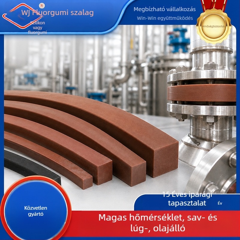 Személyre szabott fluor-gumi négyszögletes szalag tömítéshez, magas hőmérséklet-ellenállás, olaj- és vegyi anyagok ellenálló, öregedésálló (FKM)