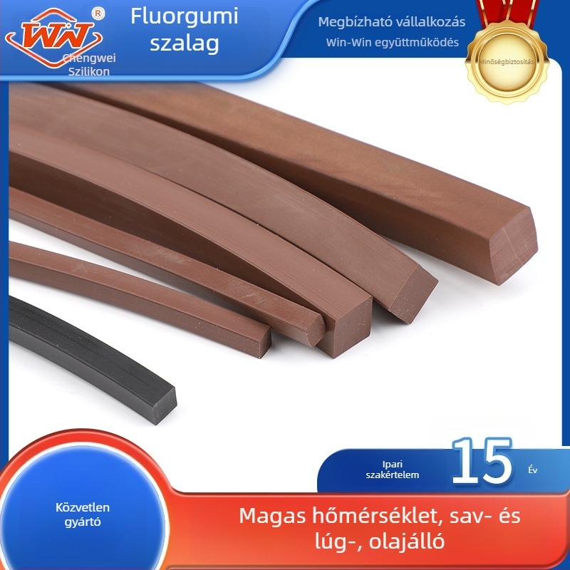 Személyre szabott fluor-gumi négyszögletes szalag tömítéshez, magas hőmérséklet-ellenállás, olaj- és vegyi anyagok ellenálló, öregedésálló (FKM)