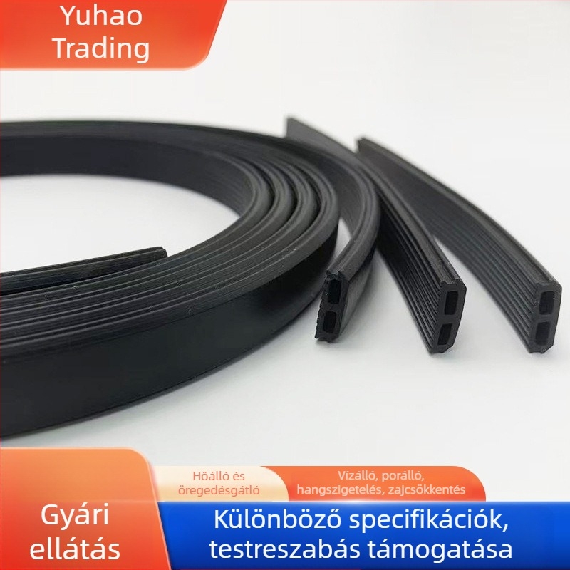 Elasztomer tömítőszalag, porálló, lótuszleveles hornyával, TPE/EPDM, vízálló, nagy rugalmasság, rögzített tömítés