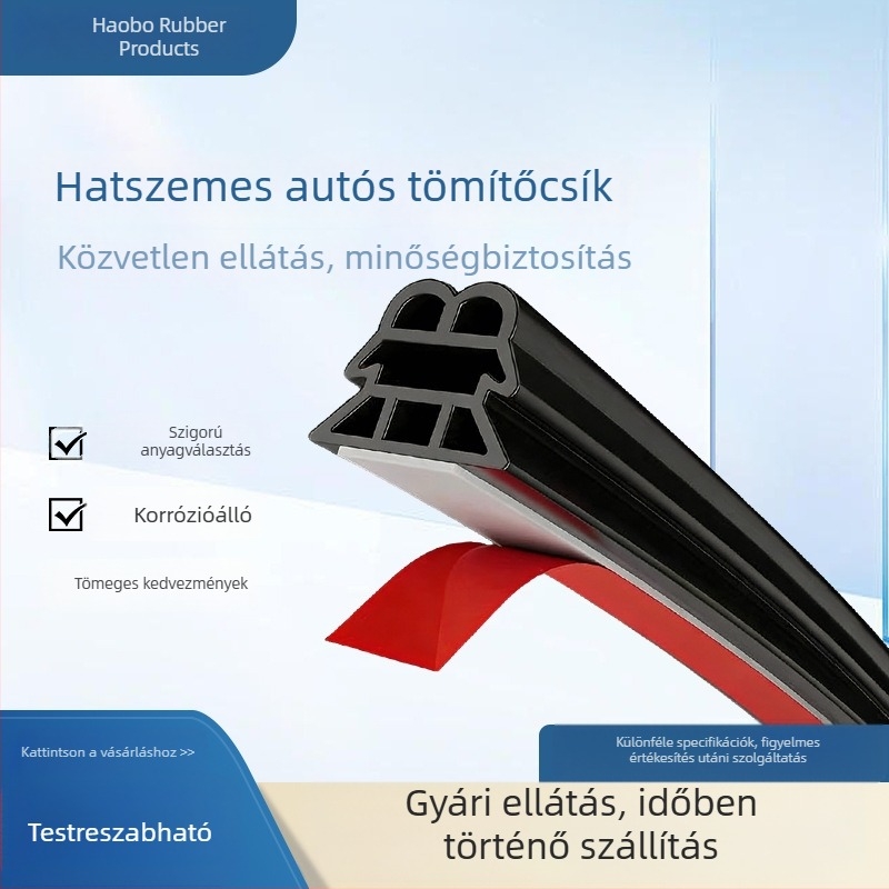 Háromrétegű hat lyukú autóajtó tömítőszalag, öntapadó, hangszigetelő és porvédő, univerzális gumiból