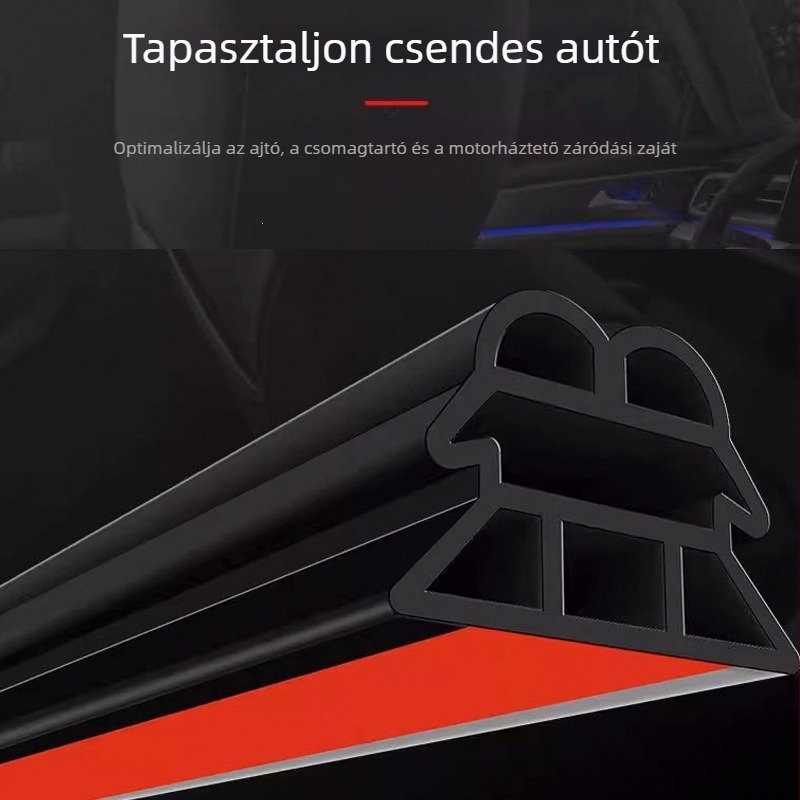Háromrétegű hat lyukú autóajtó tömítőszalag, öntapadó, hangszigetelő és porvédő, univerzális gumiból