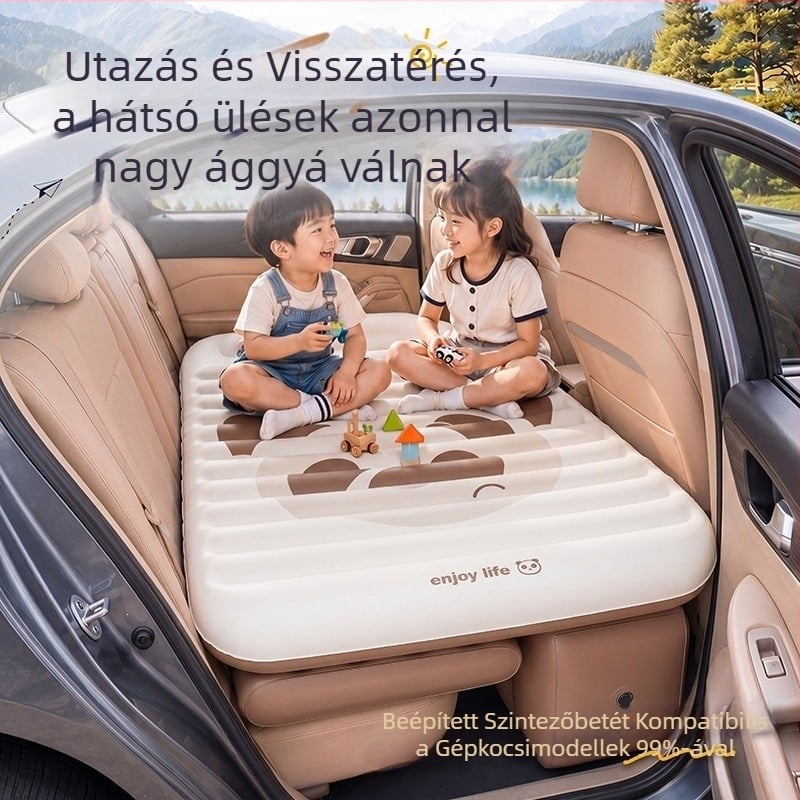 Új autós felfújható ágy, összecsukható légmatrac a hátsó ülésre, kempingágy utazásokhoz