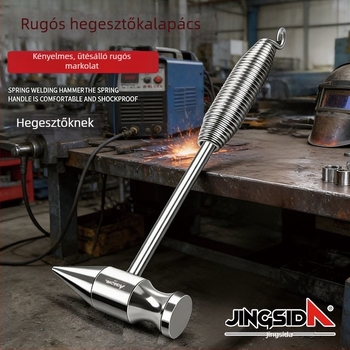 Krómozott hegesztőkalapács, villanyszerelő/hegesztő kalapács, manganacél fej, ütésálló