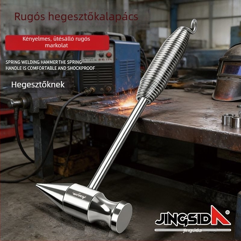 Krómozott hegesztőkalapács, villanyszerelő/hegesztő kalapács, manganacél fej, ütésálló