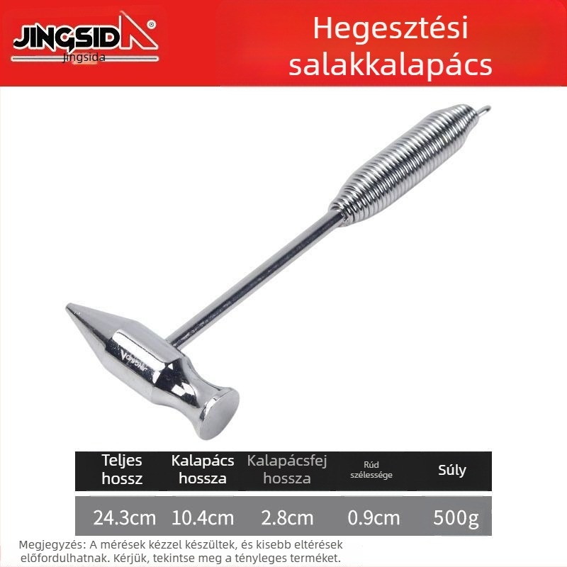 Krómozott hegesztőkalapács, villanyszerelő/hegesztő kalapács, manganacél fej, ütésálló