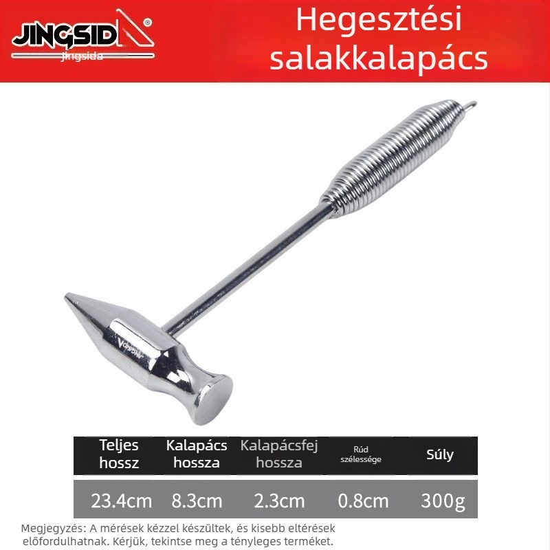 Krómozott hegesztőkalapács, villanyszerelő/hegesztő kalapács, manganacél fej, ütésálló