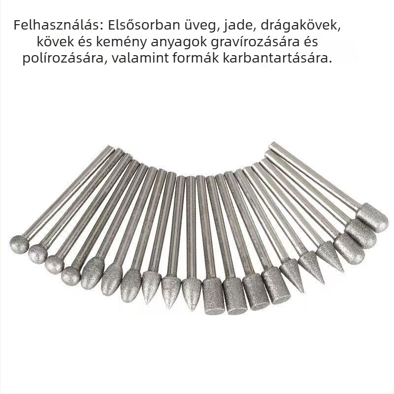 20 darab gyémánt csiszolófej 3 mm-es tengelyátmérővel jade és drágakövek polírozására és gravírozására – Elektromos szerszám kiegészítő