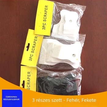 3 darabos készlet: fehér és fekete gumi spatula és szürke tömítő kés