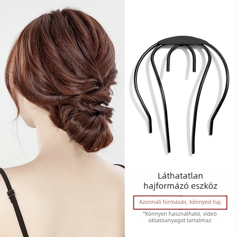 Fém kontykészítő eszköz, U-alakú vascsattal, fejfedő kiegészítő