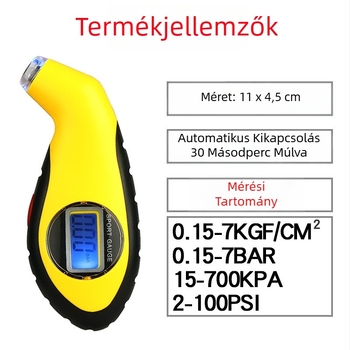 Autógumi nyomásmérő digitális kijelzővel, többfunkciós, kompakt, robbanásbiztos, nagy pontosságú légnyomásmérő
