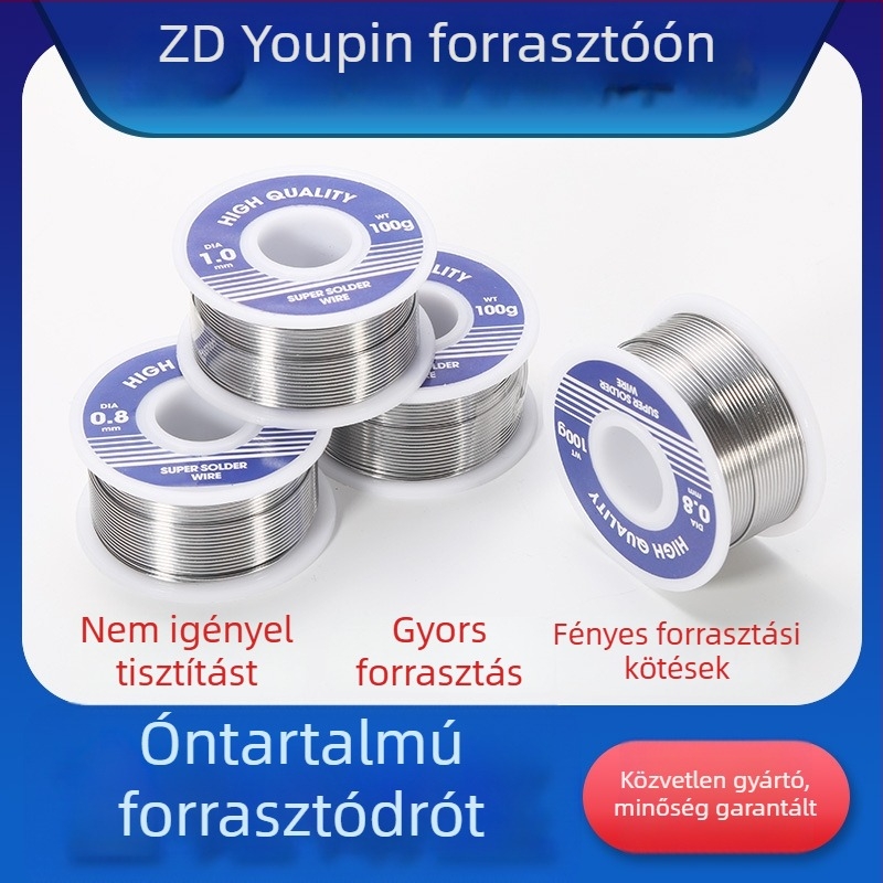 Sn63Pb37 ólomot tartalmazó forrasztó huzal, ultrafin átmérő 0.3/0.4/0.5 mm, tisztítás nélkül