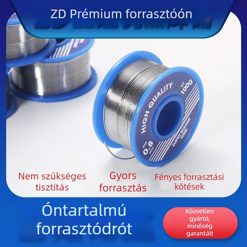 Sn63Pb37 ólomot tartalmazó forrasztó huzal, ultrafin átmérő 0.3/0.4/0.5 mm, tisztítás nélkül