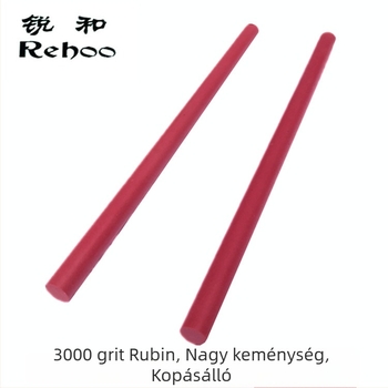 Ruihe márka 3000-es szemű rubin csiszolóköv, hengeralakú élezőrúddal formák javításához, magas keménységű víz-kő