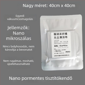 40 cm pormentes nano tisztító kendő, egyenként csomagolt, ultrafin lencse tisztító kendő, mikro-nano rostokkal a nyommentes törlésért