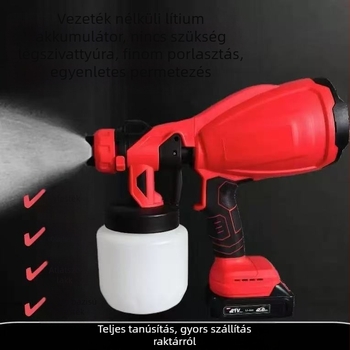 Nagy teljesítményű akkumulátoros elektromos festékszóró pisztoly Li-ion, levehető, többfunkciós