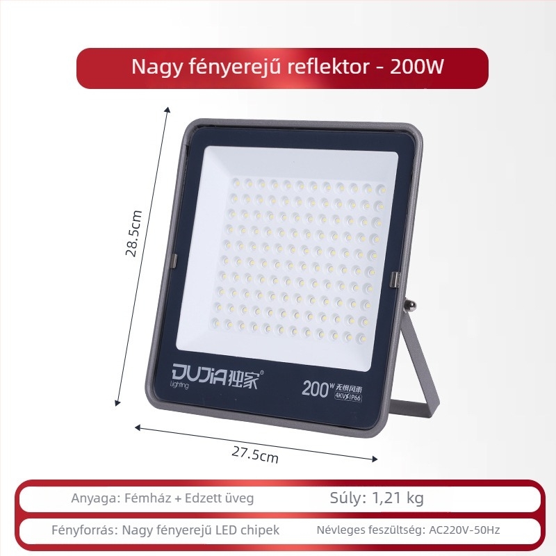 LED reflektor 200W kültéri vízálló IP66 építkezésekhez és gyárakhoz