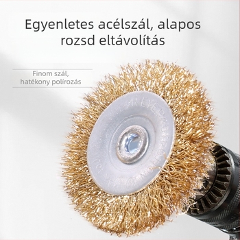 Toll alakú hatszögletű acéldrót kefefej csésze alakú fejjel, fúrógéphez és ferde csiszolóhoz, Ø38 mm, 6 mm tengelyátmérő, 5 mm vastagság.
