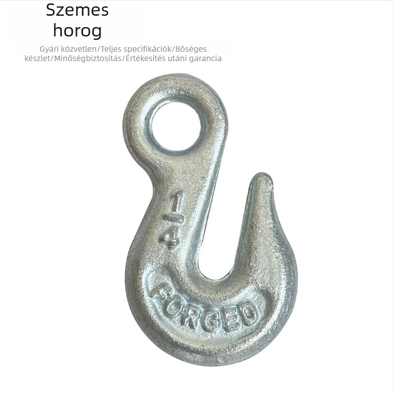Eye-type grappling hook, sliding eye hook, galvanized claw hook, cargo hook and lifting hook with eye ring