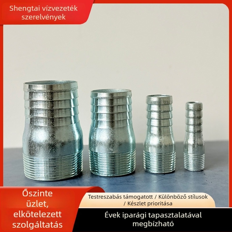 Horganyzott acélcső külső menettel, hosszított, vastag forrógalvanizált bevonattal, kettős végű vízcső csatlakozó, 5–50 cm