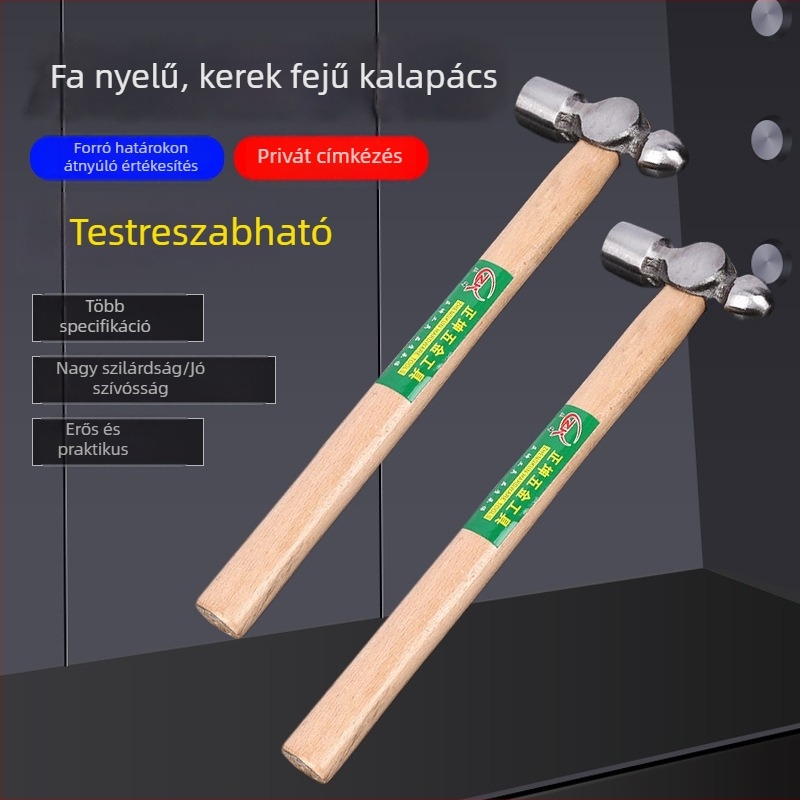 Fából készült nyélű gömbfejes kalapács otthoni használatra