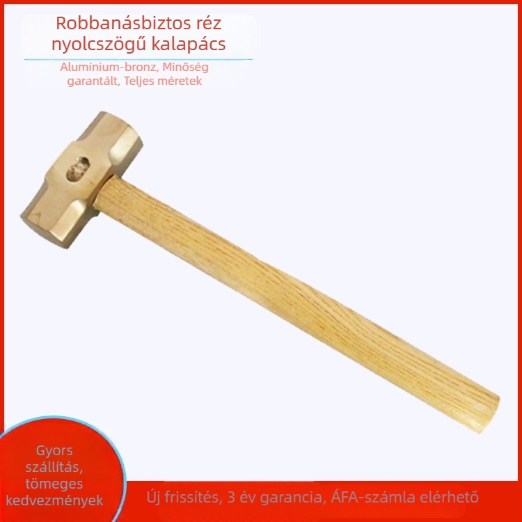 Robbanásbiztos anti-mágneses alumínium-bronz nyolcszögletű kalapács; sárgaréz kalapács