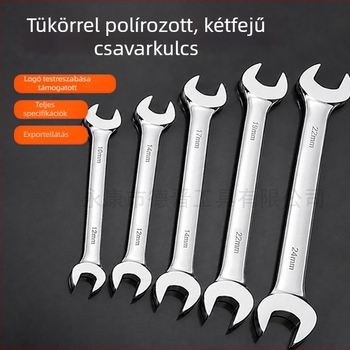 Nyitott végű csavarkulcs készlet, tükröződő felület, kettős végű, ipari minőségű krómozott kéziszerszámok
