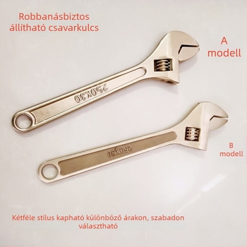 Robbanásbiztos kézi állítható csavarkulcs, alumínium-bronz ötvözetből, különböző méretek