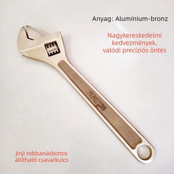 Robbanásbiztos kézi állítható csavarkulcs, alumínium-bronz ötvözetből, különböző méretek